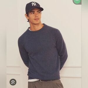 NAADAM Men's Demin Blue Luxe Cashmere Ragian Crewneck Sweater